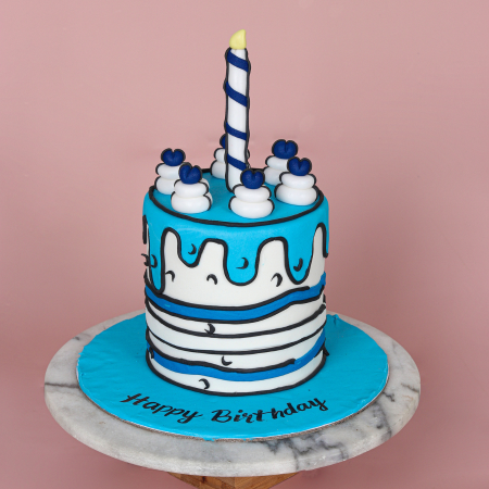 Blue Comic Birthday Cake
