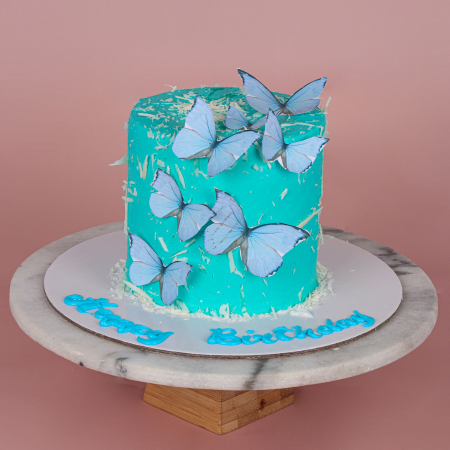 Blue White Butterfly Cake