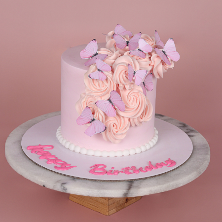 Butterfly Flowers Cute Birthday Cake