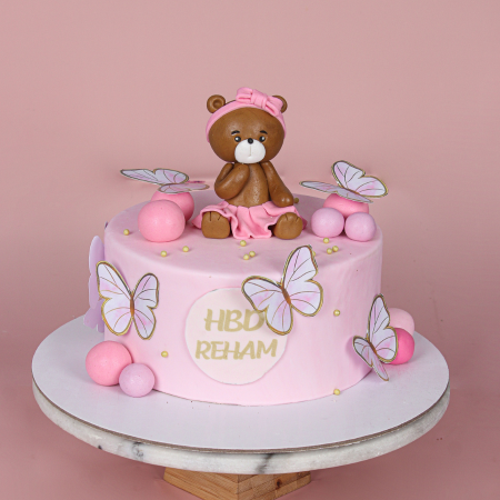 Butterfly Pink Teddy cake