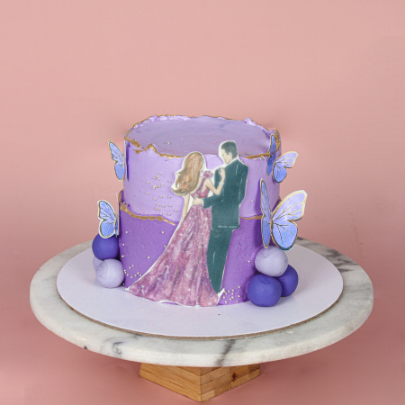 Couple Photo Purple Cake
