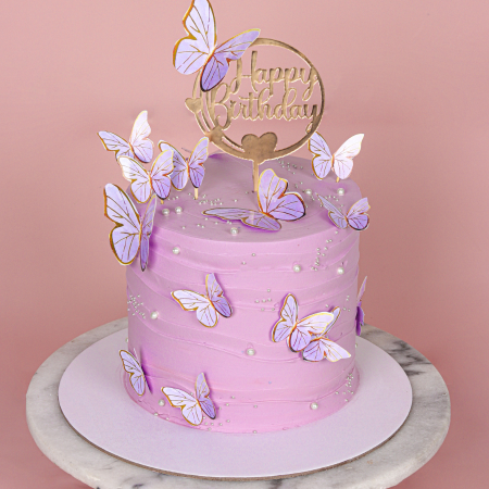 Happy Birthday Butterfly Purple Cake