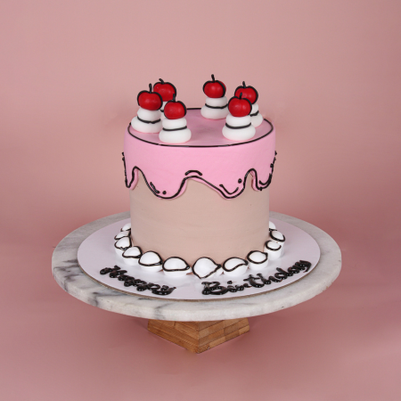 Pink Comic Birthday Cake