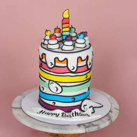 Rainbow Colors Comic Cake