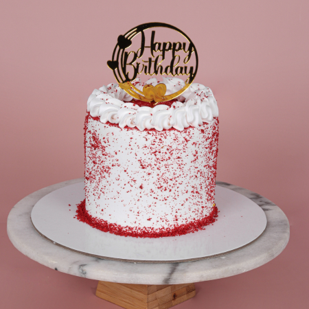 Red White Simple Birthday Cake