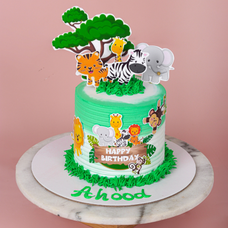 Tree Animals Jungle Birthday Cake